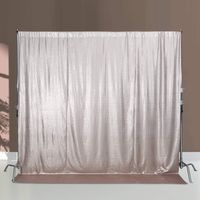 PartyDelight 5Ft X 6FT Champagne Non-Transparent Satin Sequin Backdrop Curtain for Party Wedding Christmas Photography.(5X6,Champagne)