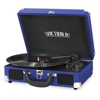 Victrola Vintage 3-Speed Bluetooth Suitcase Turntable with Speakers, Cobalt Blue