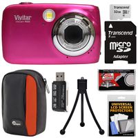 Vivitar ViviCam VX022 Digital Camera (Pink) with 32GB Card + Case + Tripod + Kit