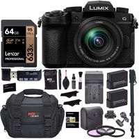 Panasonic Lumix G95MK Mirrorless Camera with 12-60mm f/3.5-5.6 Lens, Lexar 64GB Memory, 2 Spare Batteries with Charger, Monopod, Card Reader, Filter Kit, Cleaning Kit, Bag and More