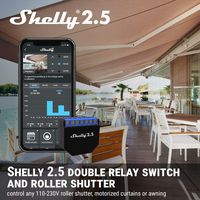 Shelly 2.5 Double Relay Switch and Roller Shutter WiFi Open Source Wireless Home Automation Dual Power Metering iOS Android Application (2 Pack)