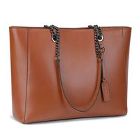 S-ZONE Women Leather Work Tote Bag Shoulder Bag Fit up to 15.6 inch Laptop 2.0