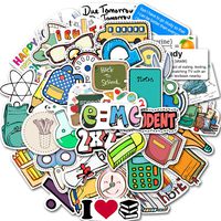 50pcs School Supplies Stickers Water Bottles Classroom Cute Waterproof Award Aesthetic Trendy Stickers for Students Teens Girls Kids Extra Durable 100% Vinyl (Students' Supply)