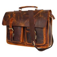 Leather Centric 15 Inch Buffalo Leather Laptop Messenger Bag Office Briefcase College Bag Fits Upto 14 Inch Laptop (Brown)