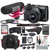 Canon EOS M6 Mirrorless Digital Camera with 15-45mm Lens Video Creator Kit and Bundle w/Xpix Pro Tripod, Case, Strap, Cleaning Kit + More