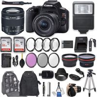 Canon EOS Rebel SL3 DSLR Camera with EF-S 18-55mm f/4-5.6 is STM Lens + 2Pcs 32GB Sandisk SD Memory + Digital Flash + Filter & Macro Kits + Backpack + 50" Tripod + More
