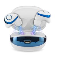 Coby True Wireless Bluetooth Earbuds, Mini in Ear Headphones & Charging Case |Built-in Mic| 3D Stereo Sound W/Deep Bass| 18H Play Time| IPX5 Sweatproof Earphones for Workout, Sport & More- White/Blue