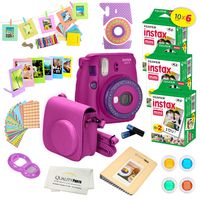 Fujifilm Instax Mini 9 Instant Camera w/Fujifilm Instax Mini 9 Instant Films (60 Pack) +A14 Pc Deluxe Bundle for Fujifilm Instax Mini 9 Camera (Purple)