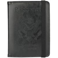 GDTK RFID Blocking Leather Passport Holder Cover Case Travel Wallet Elastic Strap (Black)