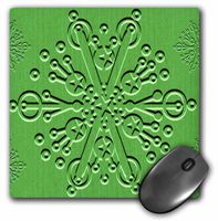 3dRose LLC 8 x 8 x 0.25 Inches Lime Green Snowflake Mouse Pad (mp_8418_1)