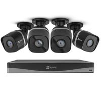 EZVIZ 4K UltraHD 8MP Outdoor IP PoE Surveillance System, 4 Weatherproof UHD EXIR Security Cameras