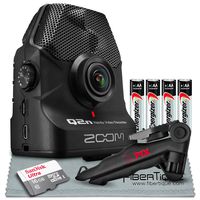 Zoom Q2n Handy Video Recorder Bundle with Tripod + 16 GB SD Card + AA Batteries + Fibertique Cleaning Cloth