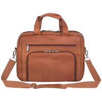 Kenneth Cole Reaction Reaction Manhattan Colombian Leather Expandable RFID 15.6" Laptop Business Briefcase Bag, Cognac