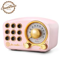 Retro Bluetooth Speaker, Vintage Radio-Greadio FM Radio with Old Fashioned Classic Style, Strong Bass Enhancement, Loud Volume, Bluetooth 4.2 Wireless Connection, TF Card and MP3 Player (Pink)