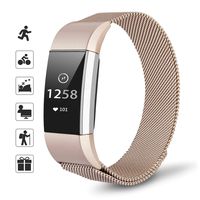 TOMALL Metal Bands Compatible for Fitbit Charge 2,Stainless Steel Metal Replacement Wristband for Women Men (Small, Champagne Gold)