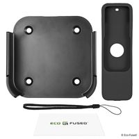 Eco-Fused Wall Mount and Remote Control Cover Compatible with Apple TV 4 / Apple TV 4K - Perfect Fit - Easy to Install - Holder Bracket Frame - Protective Non-Slip Silicone Shield
