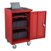 Learniture LNT-NOR1008RD-SO Structure Series 30-Device Tablet Charging Cart w/ Electric (Assembled), Red