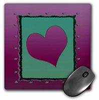 3dRose LLC 8 x 8 x 0.25 Inches Mouse Pad, Pink and Green Heart Frame Around a Heart (mp_40557_1)