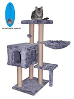 WIKI 002G Cat Tree has Scratching Toy with a Ball Activity Centre Cat Tower Furniture Jute-Covered Scratching Posts Grey