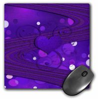 3dRose LLC 8 x 8 x 0.25 Inches Mouse Pad, Purple Heart and Dots (mp_40417_1)