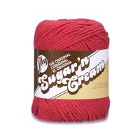 Lily Sugar 'N Cream  The Original Solid Yarn - (4) Medium Gauge 100% Cotton - 2.5 oz - Country Red   -  Machine Wash & Dry