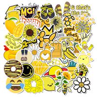 Stickers for Water Bottle, Big 50-Pack Cute, Aesthetic, Waterproof Stickers for Girls Teens, Yellow Stickers Pack Perfect for Laptop, Hydro Flask, Skateboard, Travel Case, Extra Durable 100% Vinyl
