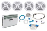 4 Rockville RMSTS80B 8" 2000w Marine Boat Speakers+MB Quart Amplifier+Amp Kit