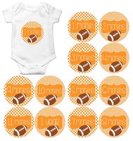 Gift Set of 12 Round Keepsake Photography Monthly Baby Stickers with University of Tennessee Volunteers Football MOSB148