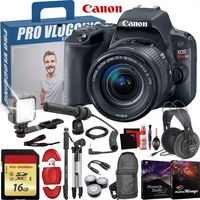 Canon EOS Rebel SL2 DSLR Camera with 18-55mm Lens (Black) - Memory Card - LED Lights - Microphone - Pro Vlogging Equipment Value Kit