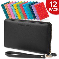 Cash Envelopes for Budgeting - Cash Envelope System Wallet with 14 Card Slots - RFID Protection - 12 Sturdy Plastic Money Envelopes for Cash Organizer - Cute Reusable Envelopes for Savings - 12 Pack