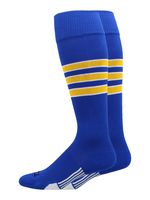 MadSportsStuff Dugout 3 Stripe Baseball Socks (Royal/Gold/White, Small)