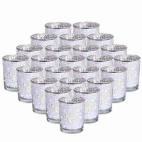 24-Pack Sliver Votive Candle Holders Bulk, Speckled Mercury Tealight Candle Holders Perfect Centerpieces for Home Table , Wedding Prom, Party - 2.67" (H)