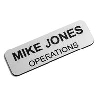 Custom Engraved Name Tag Badges - Personalized Identification with Pin or Magnetic Backing, 1 Inch x 3 Inches, Silver/Black