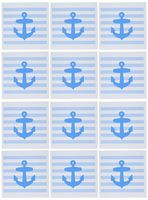 3dRose Nautical anchor with patel baby blue sailor stripes pattern - French Breton Stripe - Greeting Cards, 6 x 6 inches, set of 12 (gc_57472_2)