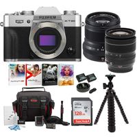 Fujifilm X-T30 Mirrorless Camera Body (Silver) w/XF18-55 & XF50mm F2 Dual Lens Accessory Bundle + Sandisk 128GB Ultra UHS-I + 2 NP-W126 & Dual Charger +Tripod + Deluxe Photo Software
