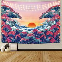 Heart Horse Ocean Wave Tapestry, Japanese Tapestry Room Decor for Living Room Bedroom Colorfull Wall Art Hanging Sunset Blanket Mat