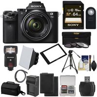 Sony Alpha A7 II Digital Camera & 28-70mm FE OSS Lens with 64GB Card + Flash + Case + 2 Batteries + Tripod + Kit