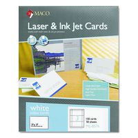 MACO Laser/Ink Jet White Index Cards, 3 x 5 Inches, 3 Per Sheet, 150 Per Box (ML-8576)