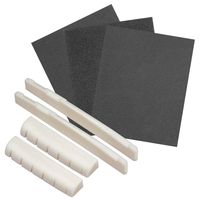 Blisstime 2 Sets (4pcs) 6 String Acoustic Guitar Bone Bridge Saddle and Nut Made of Real Bone with 3 Sand Paper