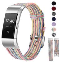 Lintelek Compatible with Fitbit Charge 3 Bands, Canvas Woven Fabric Band, Soft TPU Adjustable Replacement Wristbands, Silicone Straps Sports Accessories