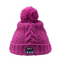 Sung-ll Soft and Warm Cap Wireless Beanie with Smart Speaker Micro Headphone (Purple)
