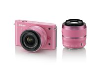 Nikon 1 J1 10.1 MP HD Digital Camera System with 10-30mm VR and 30-110mm VR 1 NIKKOR Lenses, Wrapping Cloth, Hand Strap, and Two Lens Hoods (Pink)