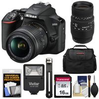 Nikon D3500 Digital SLR Camera & 18-55mm VR DX AF-P Lens with 70-300mm Lens + Case + 16GB Card + Flash + Kit