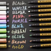 Metallic Marker Pens, Morfone Set of 10 Colors Paint Markers for Card Making, Rock Painting, DIY Photo Album, Scrapbook Crafts, Metal, Wood, Ceramic, Glass (Medium tip)