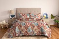 Bedsure Bohemian Quilt Set Twin Size (68x86 inches) - Reversible Boho Chic Pattern - Soft Microfiber Lightweight Coverlet Bedspread for All Season - 2-Piece Bedding (1 Quilt + 1 Pillow Sham)