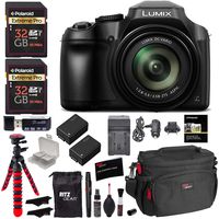 Panasonic Lumix DC-FZ80 Digital Camera, 32GB SDHC Memory Card, 2 Spare Batteries, DSLR Camera Bag, Ritz Gear Cleaning Kit, Tripod and Accessory Bundle