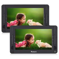 NAVISKAUTO Portable DVD Player for Car with 10.1" Dual Screen, 5-Hour Rechargeable Battery and Last Memory Function (Host DVD Player+ Slave Monitor)
