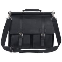 Kenneth Cole Reaction Colombian Leather Dual Compartment Flapover 15" Laptop Dowelrod Business Portfolio, Black