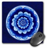 3D Rose"Pastel Blue and Cobalt Fantasy Mandala Flower On Royal Blue Background" Matte Finish Mouse Pad - 8 x 8" - mp_31753_1