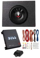 Boss Audio 12" 1600W 4 Ohm Subwoofer + Shallow Enclosure + Amplifier & Wire Kit